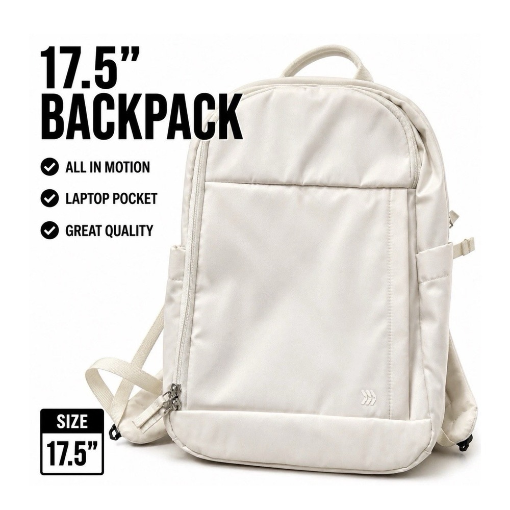 Lifestyle 17.5" Backpack Off-White All in Motion New Laptop Pocket Great Quality